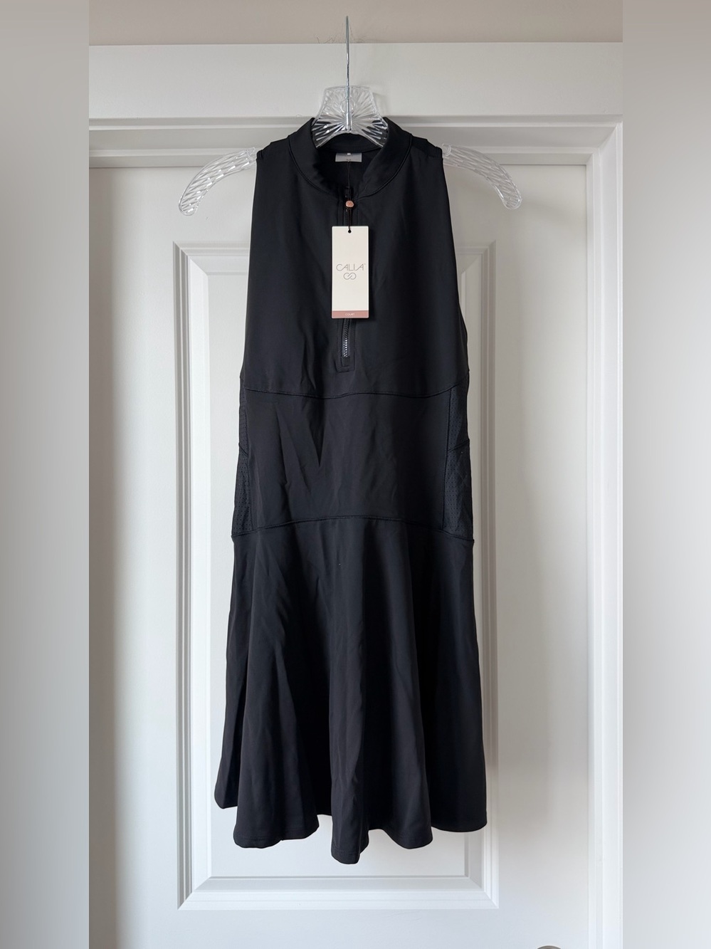 CALIA by Carrie Underwood Black Zip-Front Athletic Midi Dress
